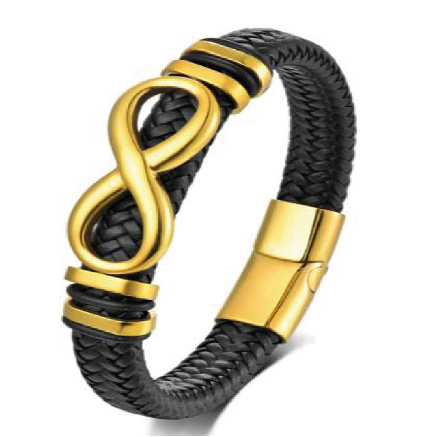 brazalete negro dorado infinito