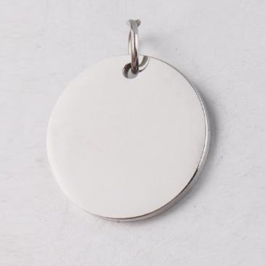 Circular grabado charm plateado 9 a 10 mm