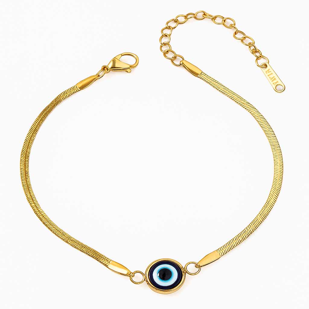 Pulsera dorada con ojo turco
